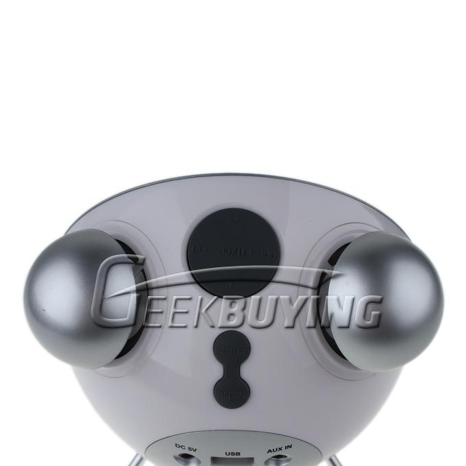 Portable Alarm Clock Speaker for iPhone 4S/iPhone 5 with FM Radio Support Micro SD Card (White)