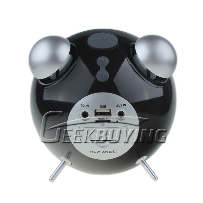 Portable Panda Alarm Clock Speaker for iPhone 4S/iPhone 5 with FM Radio Support Micro SD Card (black)