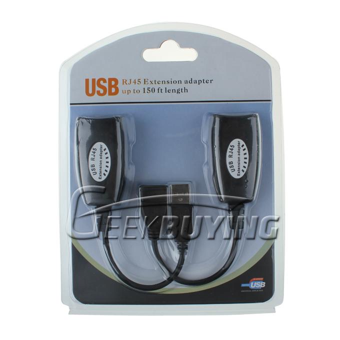 USB Cable via RJ45 Extender Adapter Set (Power Boost Up to 150 feet)