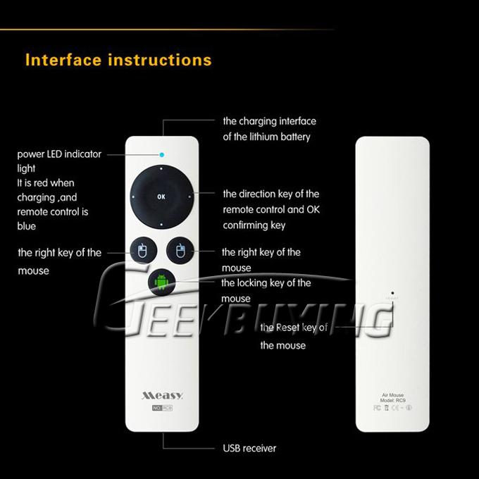 RC9 Measy Gyroscope Model Operation 2.4G Wireless Air Mouse Remote Control For Android Smart TV Box Desktop Laptop Mini PC