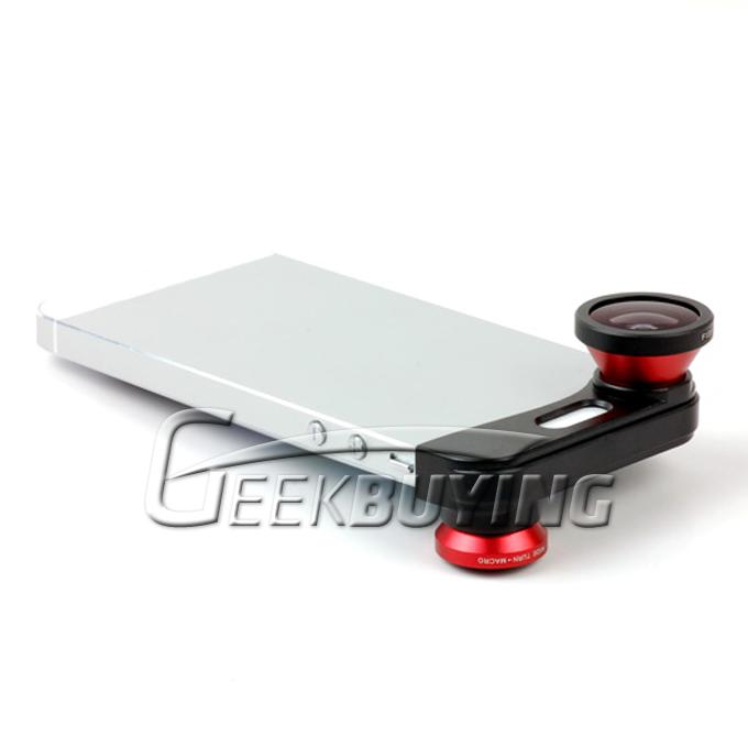 Fashion Portable 3 in 1 Fisheye Lens /Wide Angle /Micro Lens Photo Kit Set for iPhone 5S/5 - Red