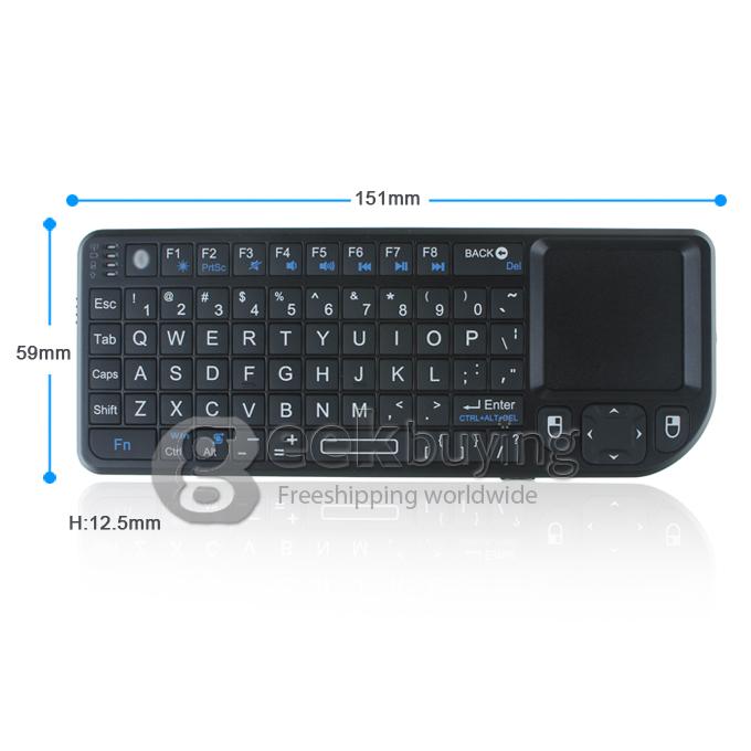 Rii RT-MWK02  Mini Wireless Keyboard Mouse Touchpad Presenter Laser for iPad iphone PC/MAC PS3
