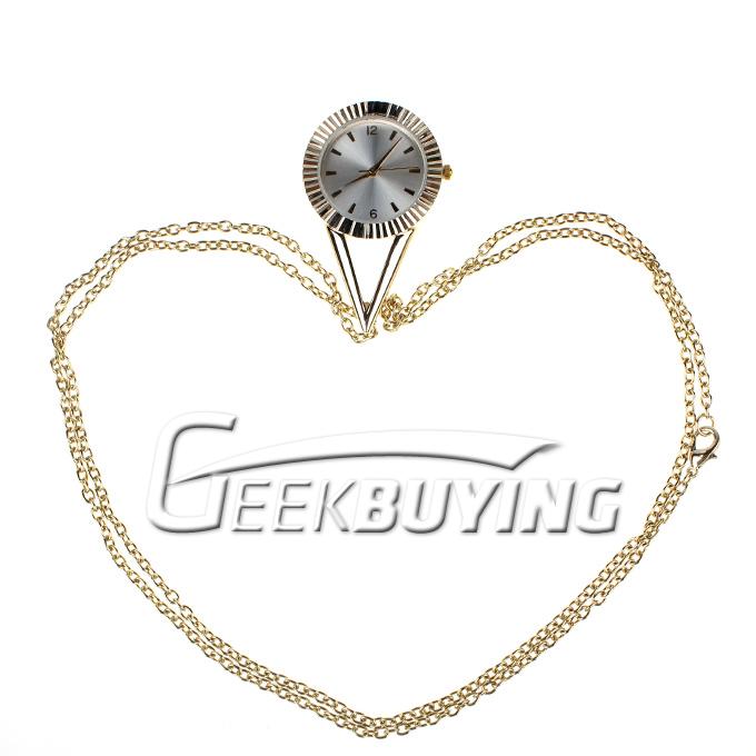 Brand New Stylish Triangle Pendant Necklace Chain Watch Golden