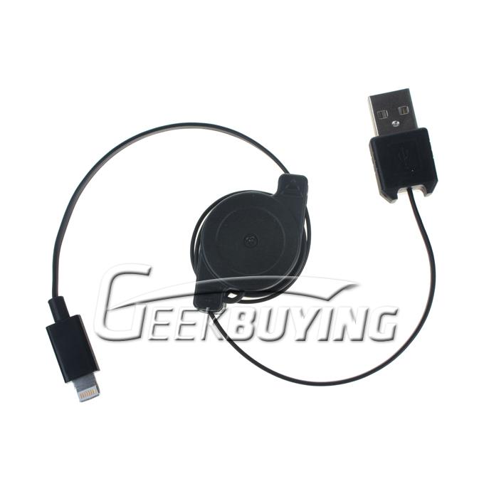 Retractable 8pin to USB 2.0 Charging Sync Cable For iPhone 6/6 Plus/5S/5C/5 iPod iPad Mini /iPad 4/iPod Touch 5 - Black