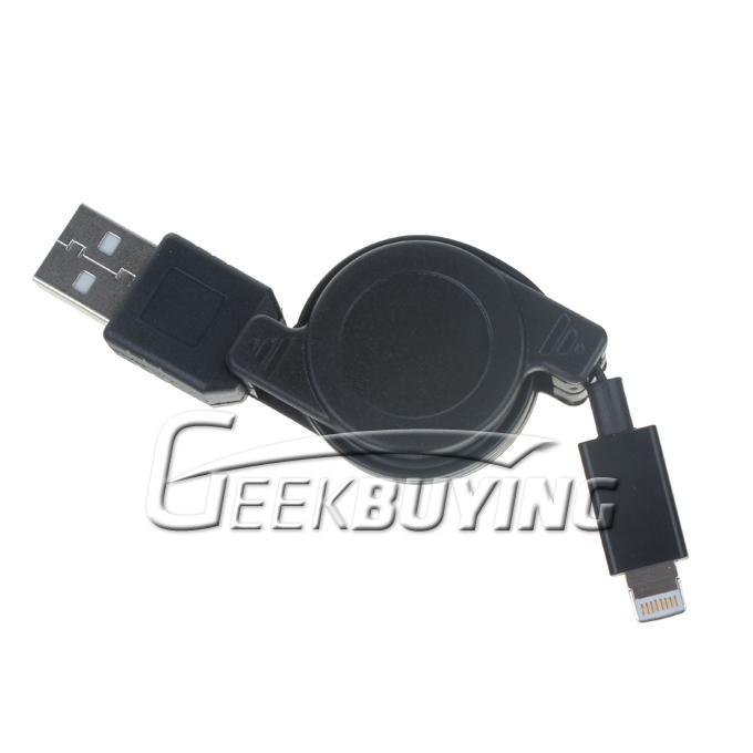 Retractable 8pin to USB 2.0 Charging Sync Cable For iPhone 6/6 Plus/5S/5C/5 iPod iPad Mini /iPad 4/iPod Touch 5 - Black