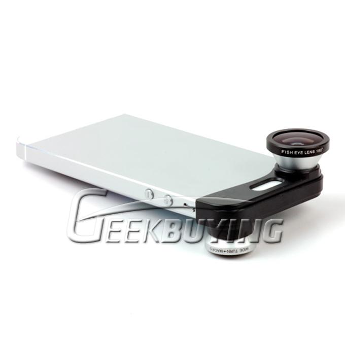 New Portable 3 in 1 Fisheye Lens/Wide Angle /Micro Lens Photo Kit Set for iPhone 5S/5 - Silver