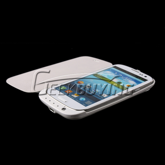 3200mAh External Backup Battery Charger Case with Protective Leather Cover for Samsung GALAXY S III S3(i9300) White
