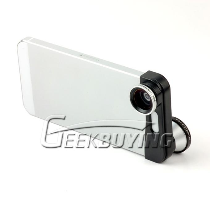 New Portable 3 in 1 Fisheye Lens/Wide Angle /Micro Lens Photo Kit Set for iPhone 5S/5 - Silver
