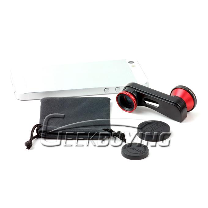 Fashion Portable 3 in 1 Fisheye Lens /Wide Angle /Micro Lens Photo Kit Set for iPhone 5S/5 - Red