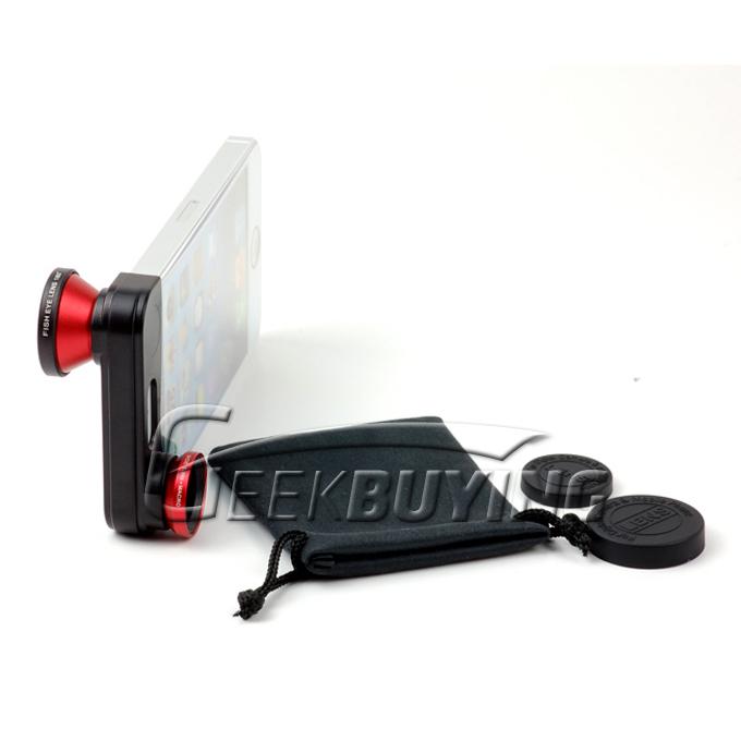 Fashion Portable 3 in 1 Fisheye Lens /Wide Angle /Micro Lens Photo Kit Set for iPhone 5S/5 - Red