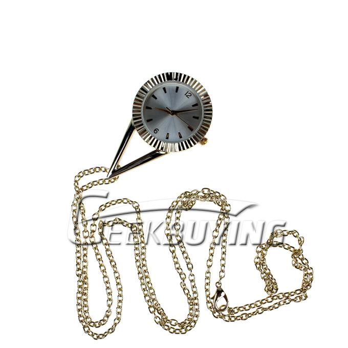 Brand New Stylish Triangle Pendant Necklace Chain Watch Golden