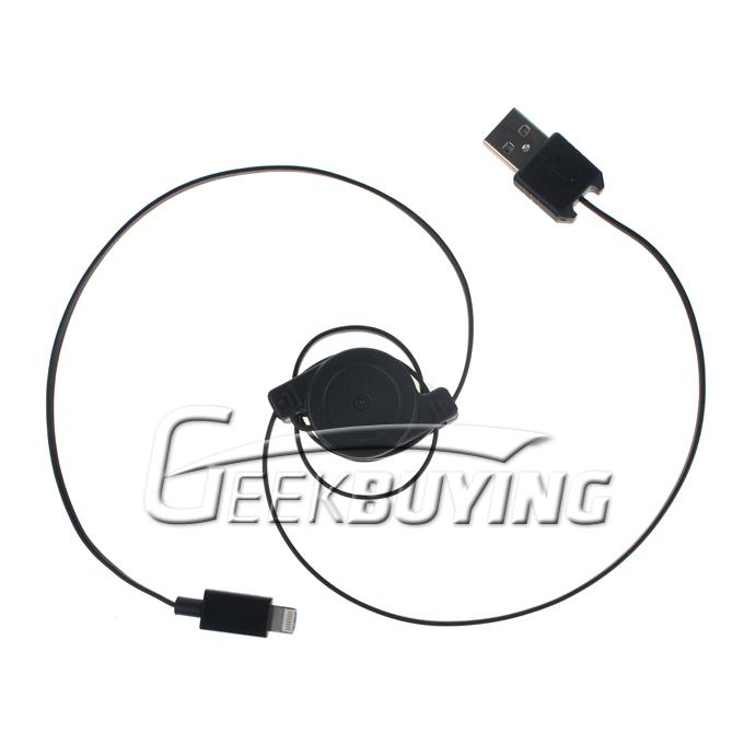 Retractable 8pin to USB 2.0 Charging Sync Cable For iPhone 6/6 Plus/5S/5C/5 iPod iPad Mini /iPad 4/iPod Touch 5 - Black