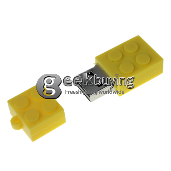 16GB PVC Toy Brick Shape Real USB 2.0 Flash Memory Drive USB Stick-----Yellow