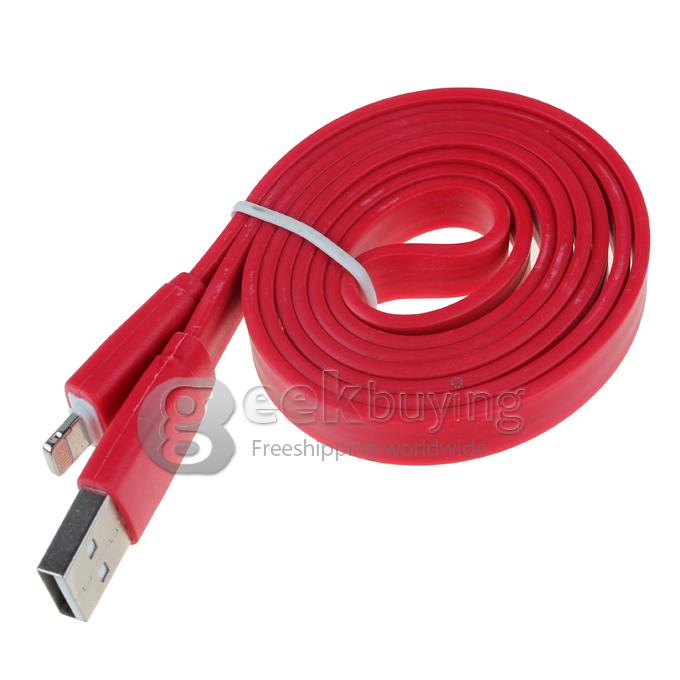 Brand New 1m 8 Pin USB Fat Noodle Sync Data Charger Cable for iPhone 6/6 Plus/5S/5C/5 /iPod /iPad Mini /iPad 4/iPod Touch 5 - Red