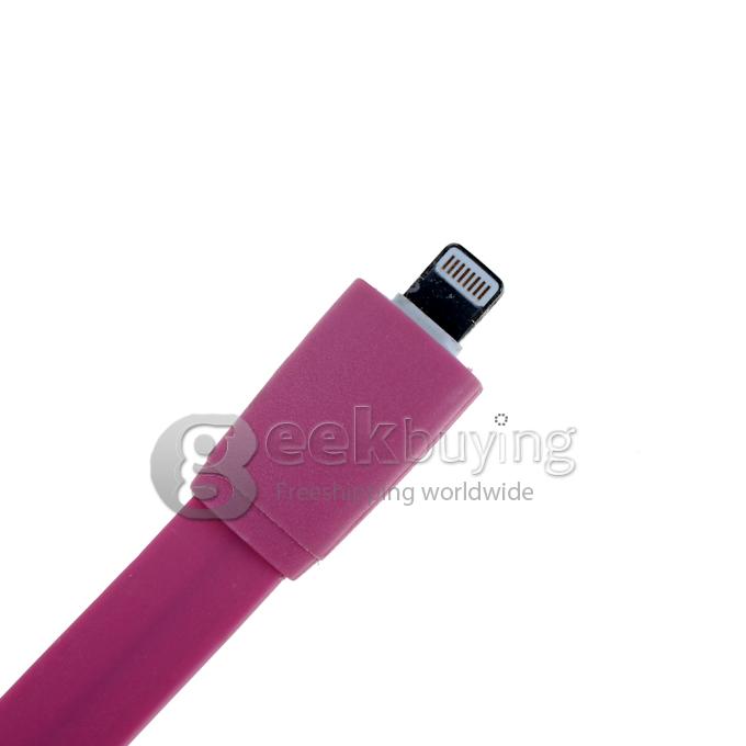 Brand New 1m 8 Pin USB Fat Noodle Sync Data Charger Cable for iPhone 6/6 Plus/5S/5C/5 /iPod /iPad Mini /iPad 4/iPod Touch 5 - Pink