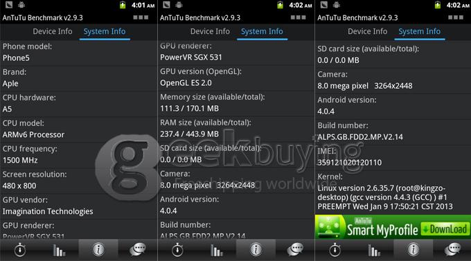 X5-73 4.0 Inch WVGA Capacitive screen MTK6573 1GHz Smartphone 5.0MP Camera Android 2.3 OS With 3G/GPS-Black