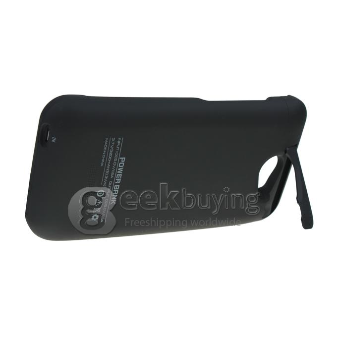 3200mAh Backup Extended Battery Charger Case Cover with Stand For HTC One X - Black
