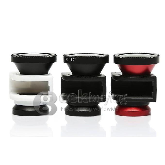 3in1 Fisheye Lens + Wide Angle + Micro Lens photo Kit Set for iPhone 5 -Red