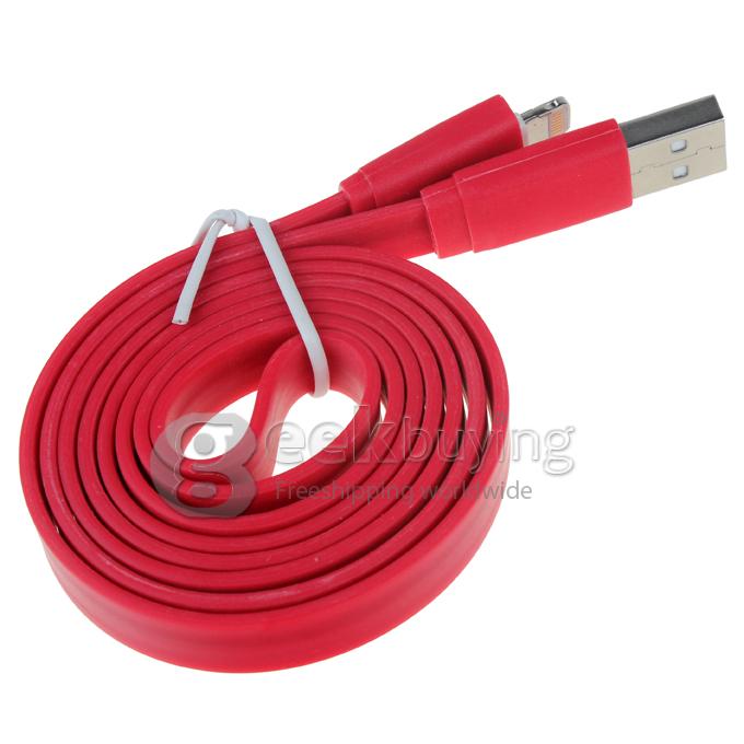 Brand New 1m 8 Pin USB Fat Noodle Sync Data Charger Cable for iPhone 6/6 Plus/5S/5C/5 /iPod /iPad Mini /iPad 4/iPod Touch 5 - Red
