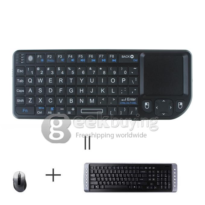 Rii RT-MWK02+ Mini Wireless Keyboard TPU Keys w/ Touchpad / Laser Pointer / Backlight - Black