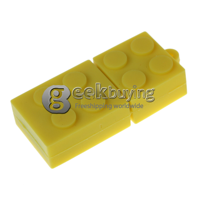 16GB PVC Toy Brick Shape Real USB 2.0 Flash Memory Drive USB Stick-----Yellow