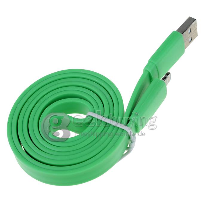 Brand New 1m 8 Pin USB Fat Noodle Sync Data Charger Cable for iPhone 6/6 Plus/5S/5C/5 /iPod /iPad Mini /iPad 4/iPod Touch 5 - Green