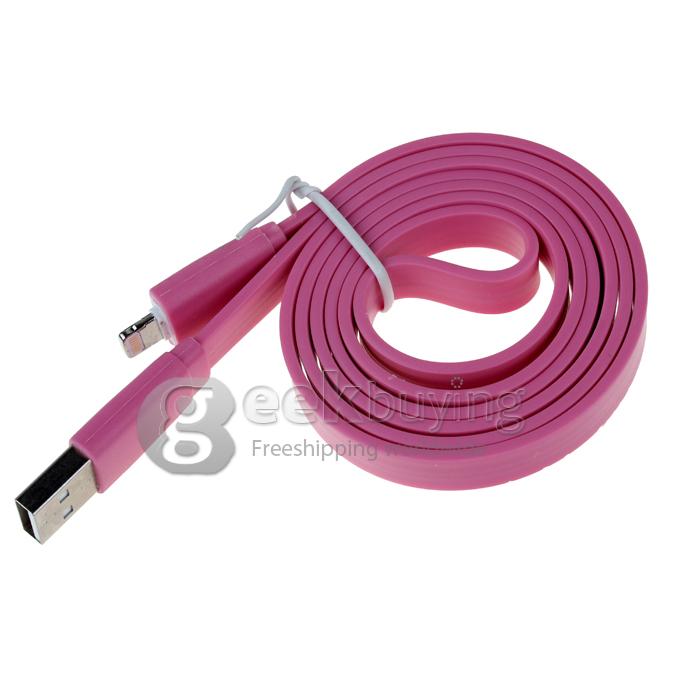 Brand New 1m 8 Pin USB Fat Noodle Sync Data Charger Cable for iPhone 6/6 Plus/5S/5C/5 /iPod /iPad Mini /iPad 4/iPod Touch 5 - Pink