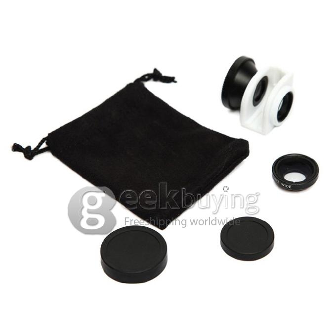 3in1 Fisheye Lens + Wide Angle + Micro Lens photo Kit Set for iPhone 5 -Red
