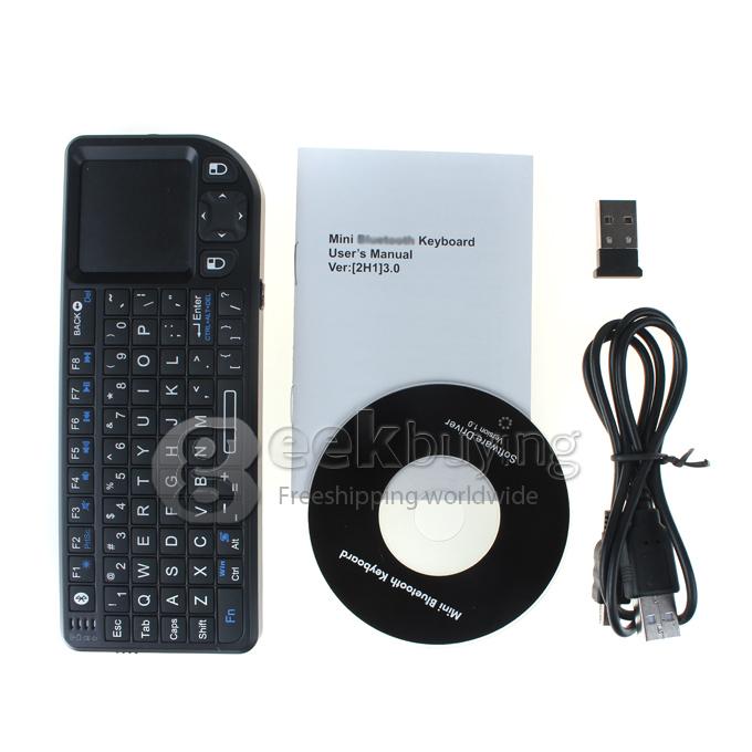 Rii RT-MWK02+ Mini Wireless Keyboard TPU Keys w/ Touchpad / Laser Pointer / Backlight - Black