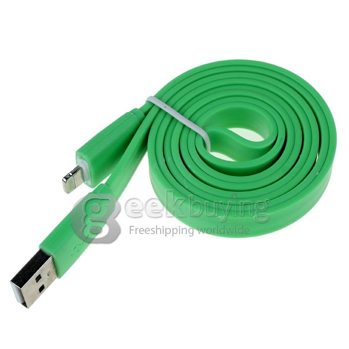 Brand New 1m 8 Pin USB Fat Noodle Sync Data Charger Cable for iPhone 6/6 Plus/5S/5C/5 /iPod /iPad Mini /iPad 4/iPod Touch 5 - Green