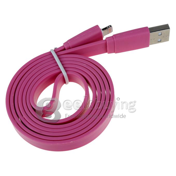 Brand New 1m 8 Pin USB Fat Noodle Sync Data Charger Cable for iPhone 6/6 Plus/5S/5C/5 /iPod /iPad Mini /iPad 4/iPod Touch 5 - Pink