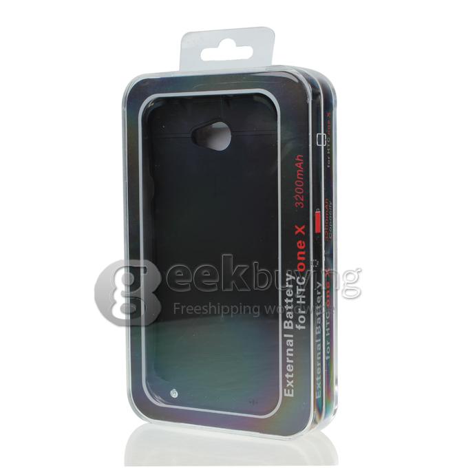 3200mAh Backup Extended Battery Charger Case Cover with Stand For HTC One X - Black