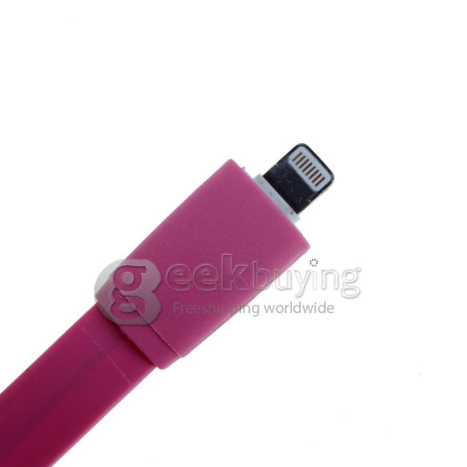 Brand New 1m 8 Pin USB Fat Noodle Sync Data Charger Cable for iPhone 6/6 Plus/5S/5C/5 /iPod /iPad Mini /iPad 4/iPod Touch 5 - Pink