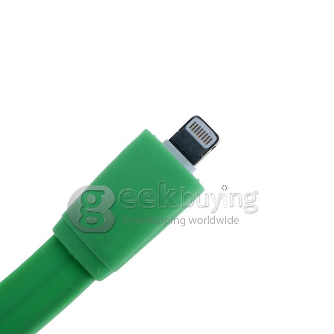 Brand New 1m 8 Pin USB Fat Noodle Sync Data Charger Cable for iPhone 6/6 Plus/5S/5C/5 /iPod /iPad Mini /iPad 4/iPod Touch 5 - Green