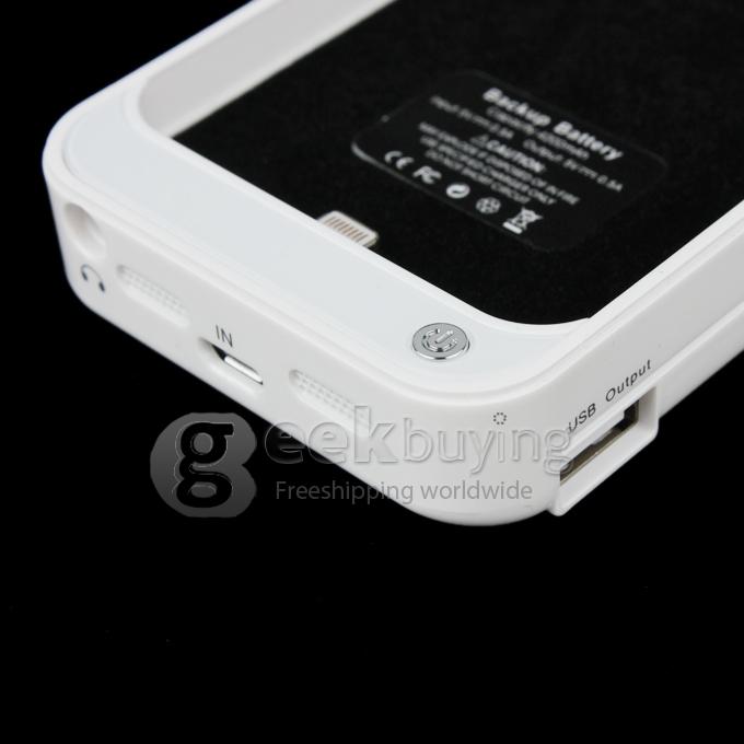 4200mAh External Backup Battery Charger Case Power Bank for iPhone 5S 5 - White