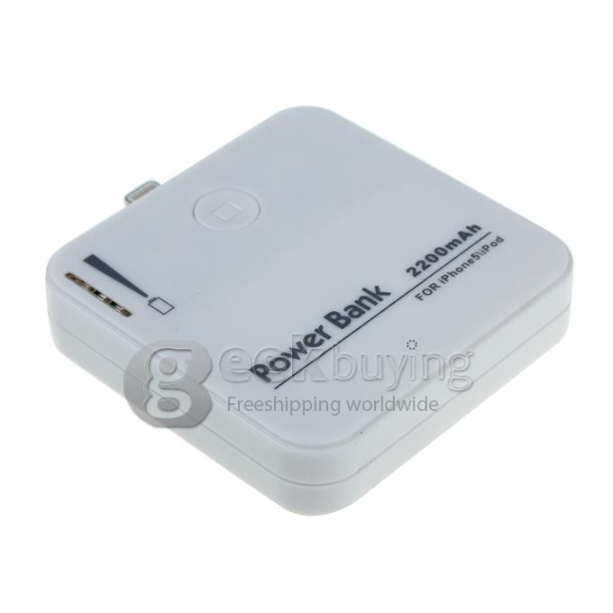 New 2200mAh Portable Rechargeable External Backup Battery Power Charger for iPhone 5S 5C 5 / iPad mini - White