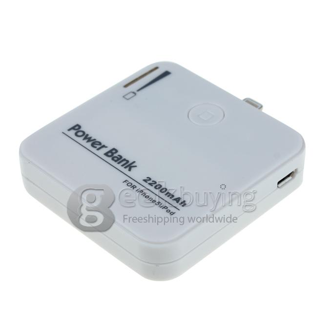 New 2200mAh Portable Rechargeable External Backup Battery Power Charger for iPhone 5S 5C 5 / iPad mini - White