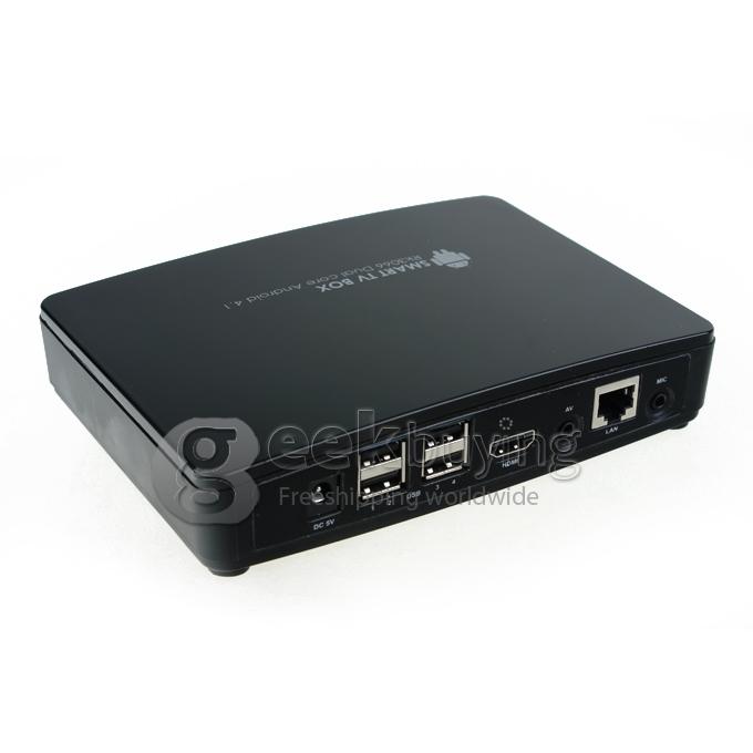 GV-25 Dual Core Google Android 4.1 RK3066 ARM Cortex A9 1.6GHz Mini TV BOX HDMI HDD Player 1GB/8G RJ45 WiFi with IR Remote Control-Black