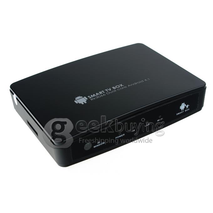 GV-25 Dual Core Google Android 4.1 RK3066 ARM Cortex A9 1.6GHz Mini TV BOX HDMI HDD Player 1GB/8G RJ45 WiFi with IR Remote Control-Black