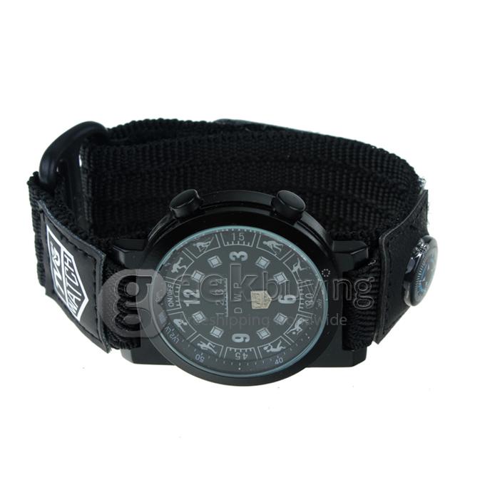 TVG Fashionable Waterproof LED Sports with Compass Watch for Men - Black