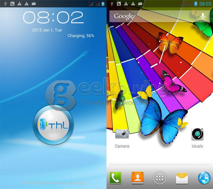 ThL W8 8G 5.0 Inch HD Screen MTK6589 Quad Core Smart Phone 1G RAM 8G 13.0MP Camera 3G GPS White