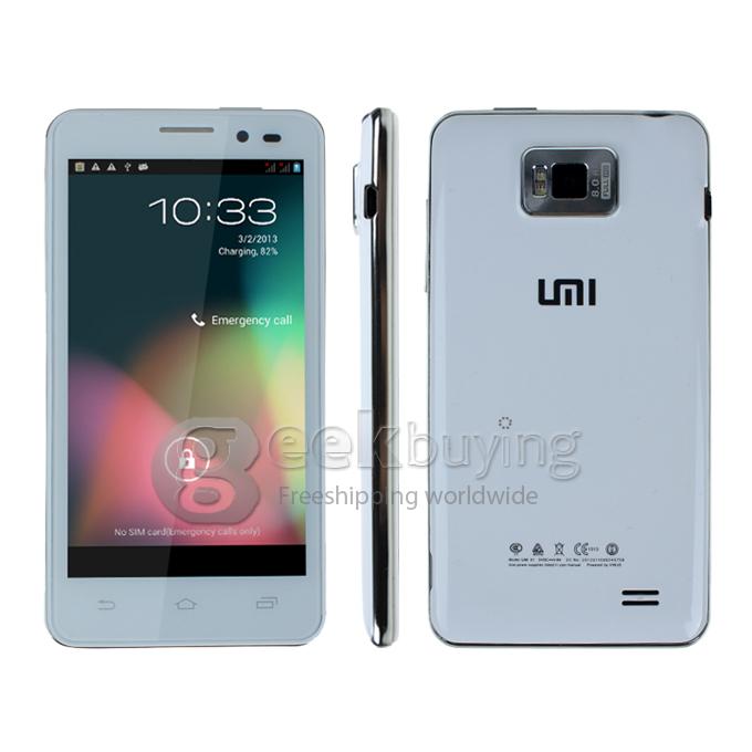 UMI X1S 4.5 Inch IPS Gorilla Glass Screen MTK6589 Quad Core Smart phone 1G RAM+4GB ROM Android 4.2 OS with Dual Camera-White