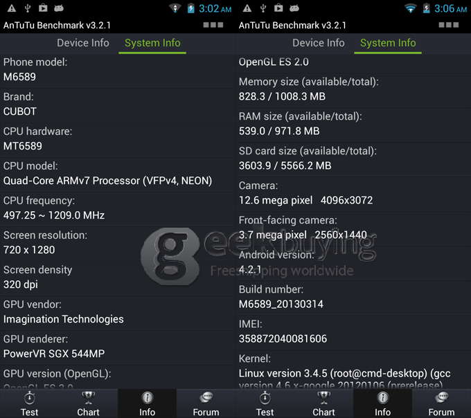 Cubot A890 MTK6589 Quad core 4.7