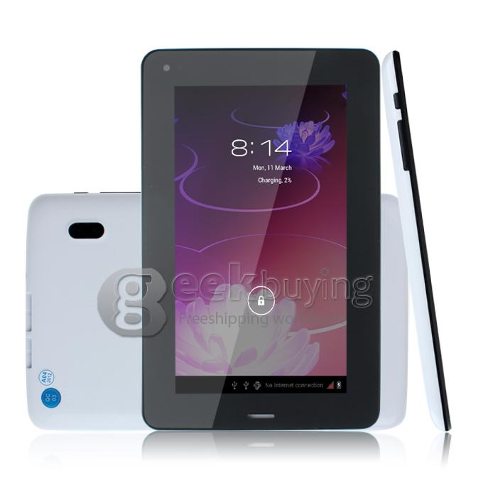 T13 7 inch Allwinner A13 Phone Call Function 512M 4G ROM Dual Camera White 