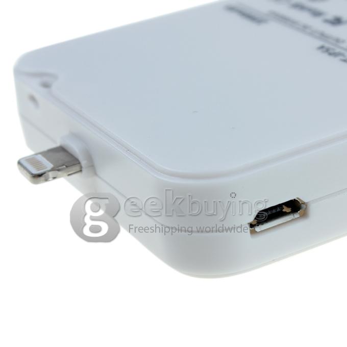 New 2200mAh Portable Rechargeable External Backup Battery Power Charger for iPhone 5S 5C 5 / iPad mini - White