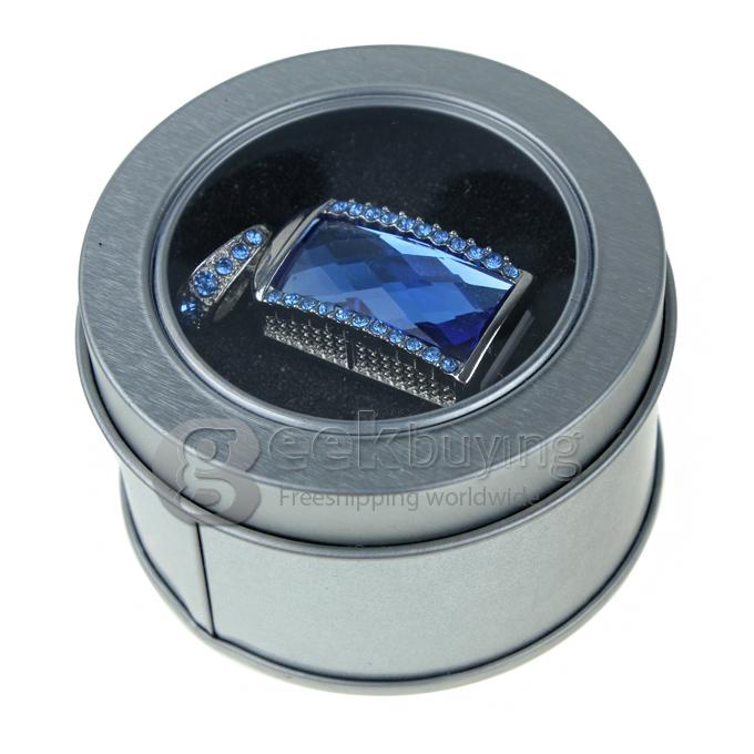 4GB Stylish Pendant Necklace Style USB 2.0 Flash Drive Memory Stick U Disk with Blue Rhinestones