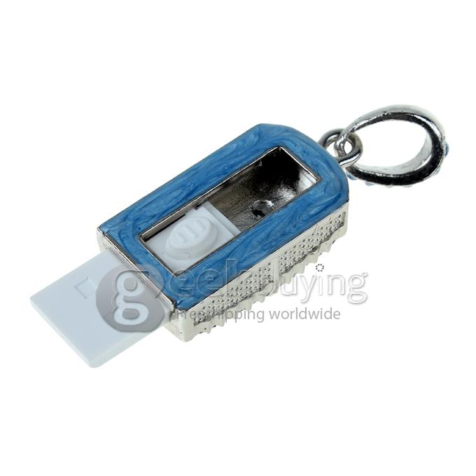 16GB Stylish Pendant Necklace Style USB 2.0 Flash Drive Memory Stick U Disk with Blue Rhinestones