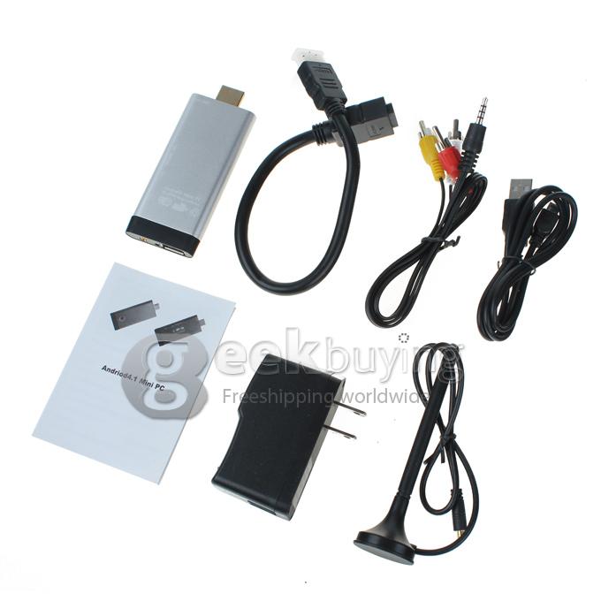 B13 Mini PC TV Dongle RK3066 Dual core 1G/8G Bluetooth WiFi Antenna Build-in 2.0MP Camera With AV Port HDMI Silver