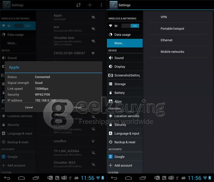 Q8S 7 inch Android 4.1 RK3066 Cortex-A9 Dual Core Capacitive Touch Screen 1024*600 512M RAM/4G ROM 1.6GHz Tablet PC - Black
