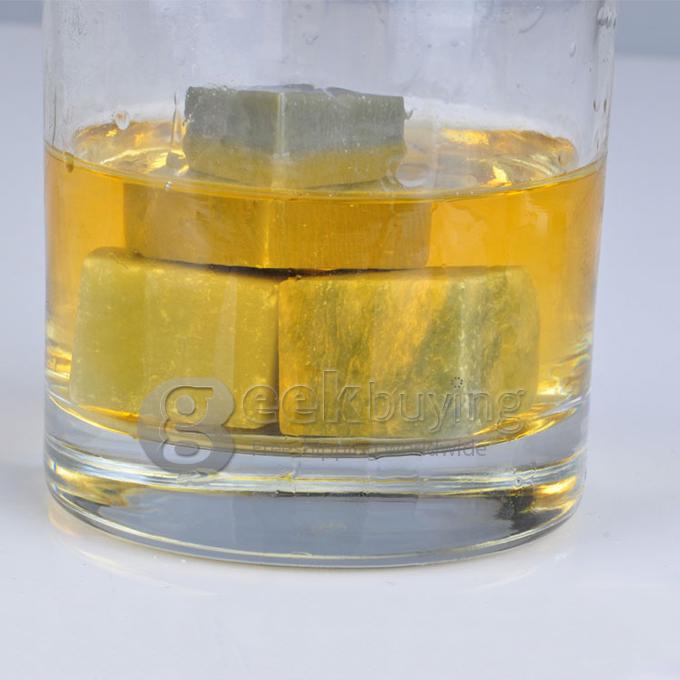New Marble Soapstone Ice Rocks Tumbled Cubes Wine / Whiskey / Coffee Stones 6pcs/set